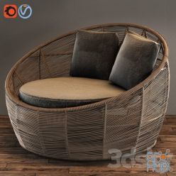 3D model TAMARIN Round Gray Resin Wicker Garden Armchair