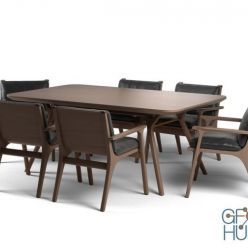 3D model STELLAR WORKS REN DINING ARMCHAIR & REN DINING TABLE