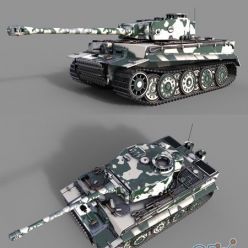 3D model Tiger 1 Tank ww2 German Army PBR