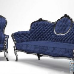 3D model Victorian sofa & chair