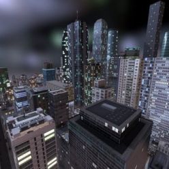 3D model City Night Lowpoly PBR