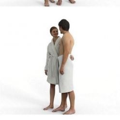 3D model Young couple in spa Full Body