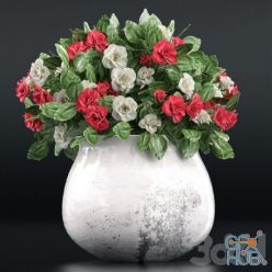 3D model Flowerpot with red and white bouquet