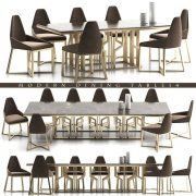 3D model Modern table and nine chairs