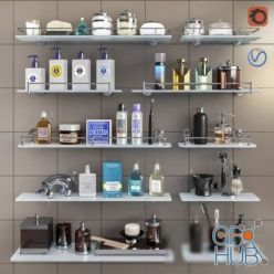 3D model Cosmetics set and shelves for bathroom
