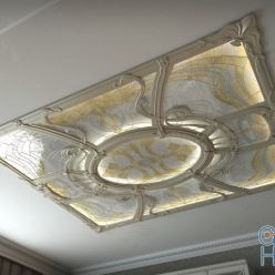 3D model Stained glass ceiling in the forged frame