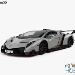 3D model HUM 3D car Lamborghini Veneno with HQ interior 2013