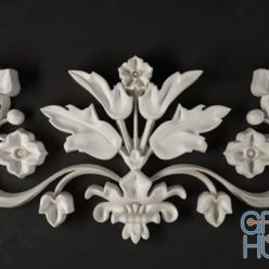 3D model Carved element with floral motif