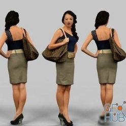 3D model Girl in a skirt with a bag