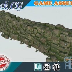 3D model Low poly Stone Wall (obj, fbx)