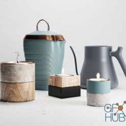 3D model Coffee pot and candles