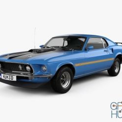 3D model Muscle Car Ford Mustang Mach 1 351 1969