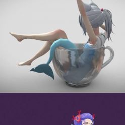 3D model Gawr Gura Cat Shark and Monster Girl Mermaid – 3D Print