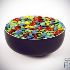 3D model m&m's in a bowl (max)