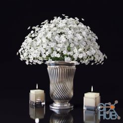 3D model White bouquet and candles