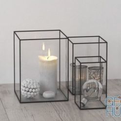 3D model Candle and incandescent lamp