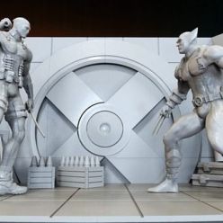 3D model Cubebrush – Xmen Diorama Deadpool vs Wolverine 3D Print Model