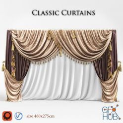 3D model Curtain classic set (Vray, Corona)