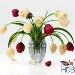 3D model Light tulips in a vase