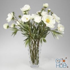 3D model Decoration with roses in a vase