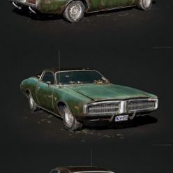 3D model Abandoned Dodge Charger 1972 PBR