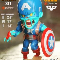 3D model Zombie Captain America Chibi  – 3D Print