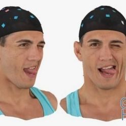 3D model Mike Human Head Funny Pose RAW Scan