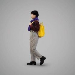 3D model Girl with a yellow backpack