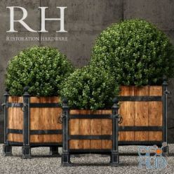 3D model RH Versailles wood panel planters