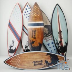 3D model Jeffan vintage wooden surfboards