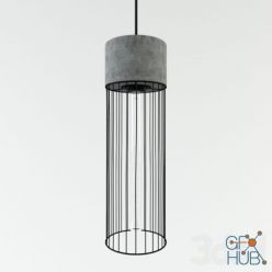 3D model Long Pencil Concrete Cement Steel Cage Pendant Light