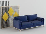 3D model Blue sofa and panel