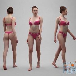 3D model Naked Woman Walking in Lingerie