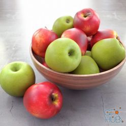 3D model Mix of red and green apples