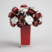 3D model Bouquet in red vase