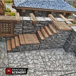 3D model Rustic Stone And Wood Stairs – 3D Print