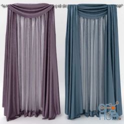 3D model Curtains on silver cornice