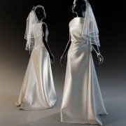 3D model Mannequin with white wedding dress