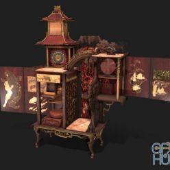 3D model Japan Lacquered Furniture Gift (PBR)