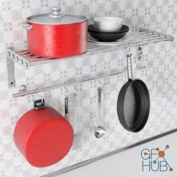 3D model Shelf with red pans