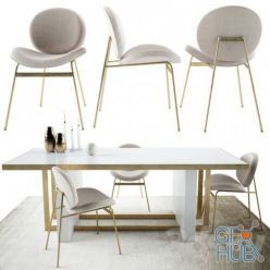 3D model Jane Dinning Chair and Whitney Dining Table by West elm Collection