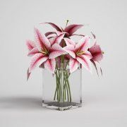 3D model Bouquet of lilies in glass vase