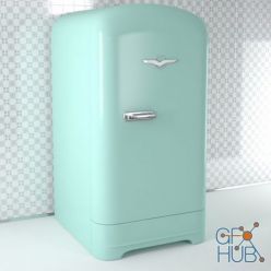 3D model Retro fridge light blue