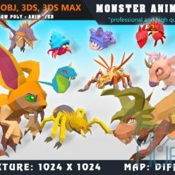 3D model Cubebrush – Low Poly Monster Cartoon Collection 04 Animated