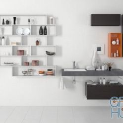 3D model Bathroom furniture with orange shelf