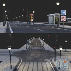 3D model Road and busstop