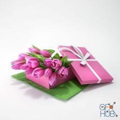 3D model Tulips in a gift
