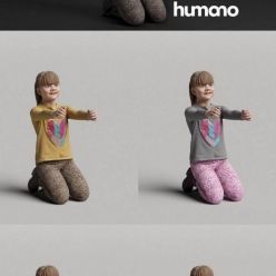 3D model Humano Kneeling girl with outstretched arms 0510