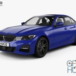 3D model BMW 3 Series M-Sport sedan with HQ interior 2019