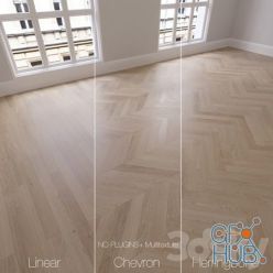 3D model Parquet natural oak Sapphire 3 types Linear chevron herringbone